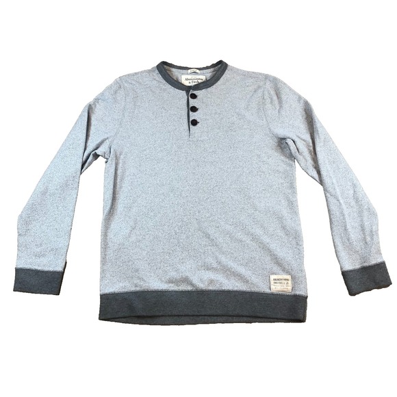 Y2K Abercrombie & Fitch Muscle Shirt Waffle Thermal Henley M Preppy Logo Hipster - Picture 1 of 10